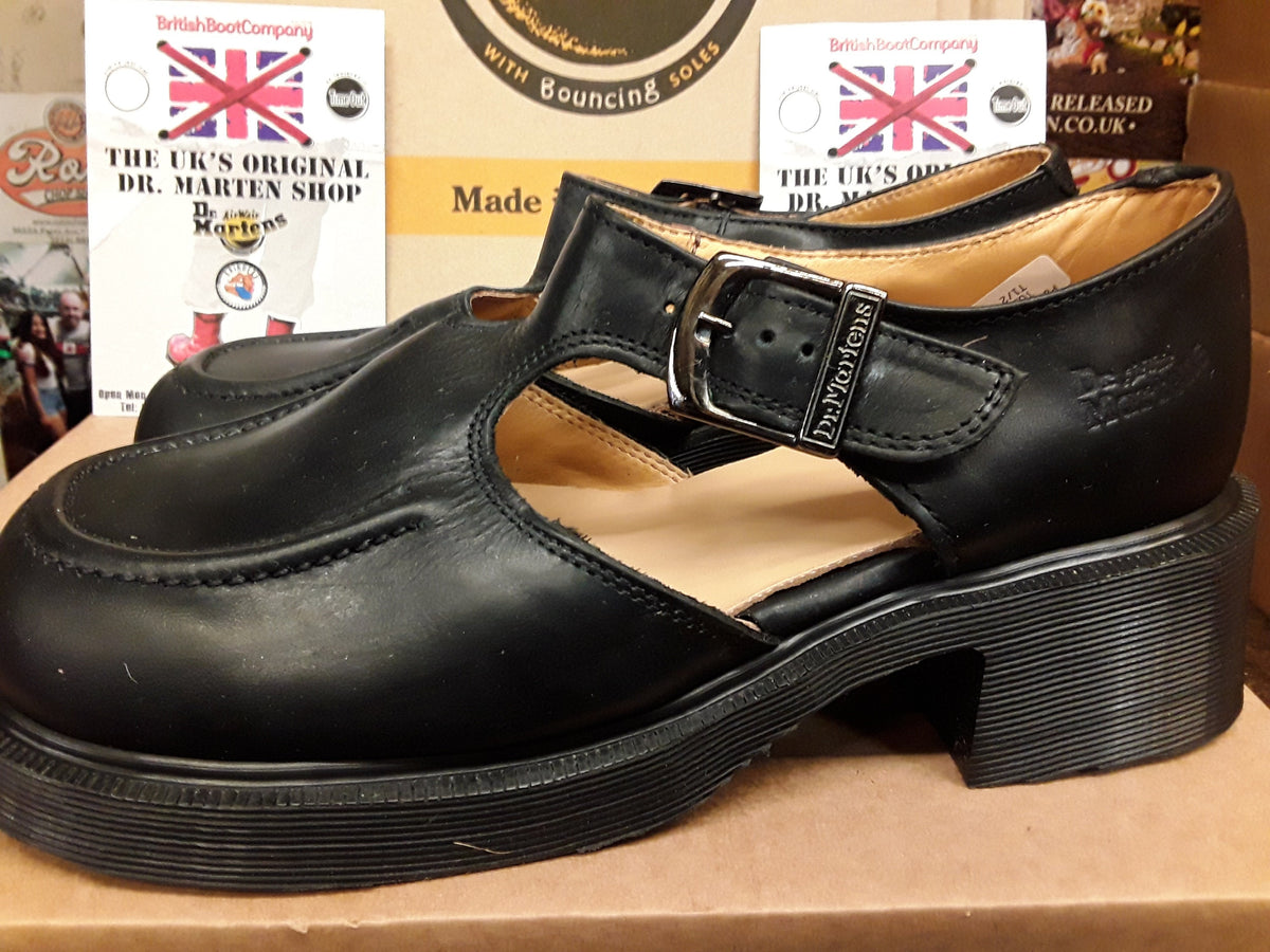 DR Martens Black waxy Heeled Mary Janes T Bars Made in England Various sizes