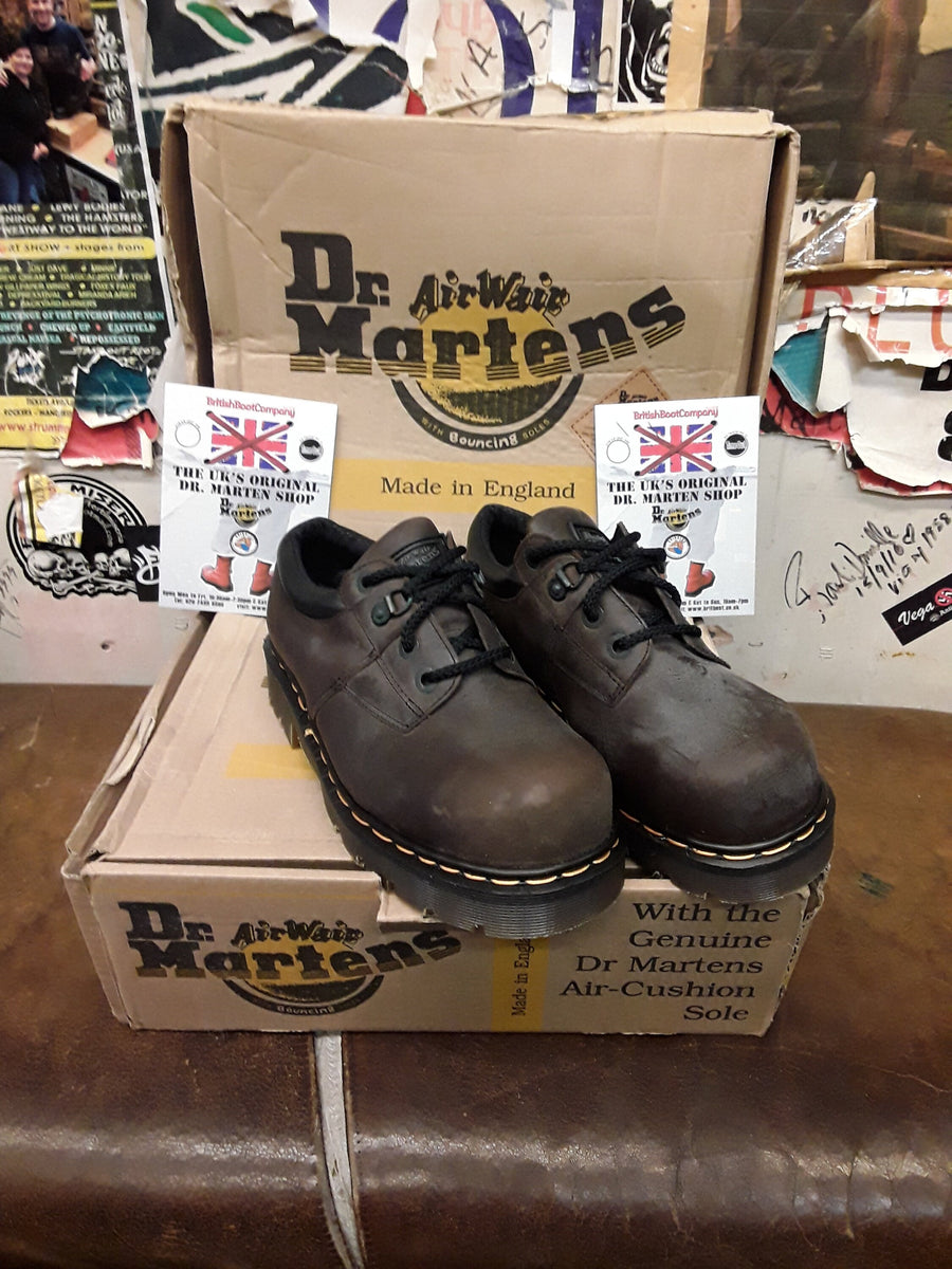 Dr Martens Vintage 90 s Brown Waxed Leather INDUSTRIAL Shoes Made in England Various Sizes 8833