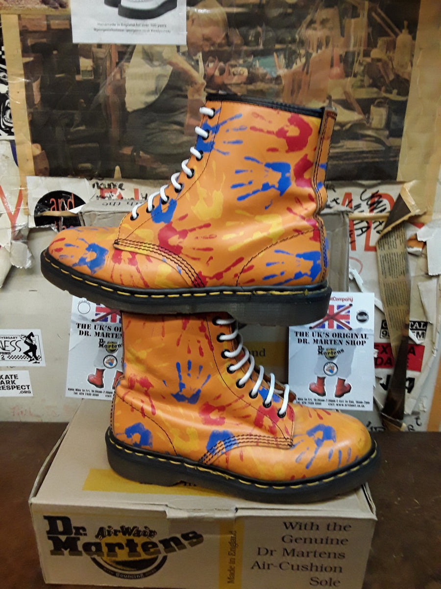 Dr Martens 1460 Hand Print Size UK8 Orange Vintage 90 s Made in England