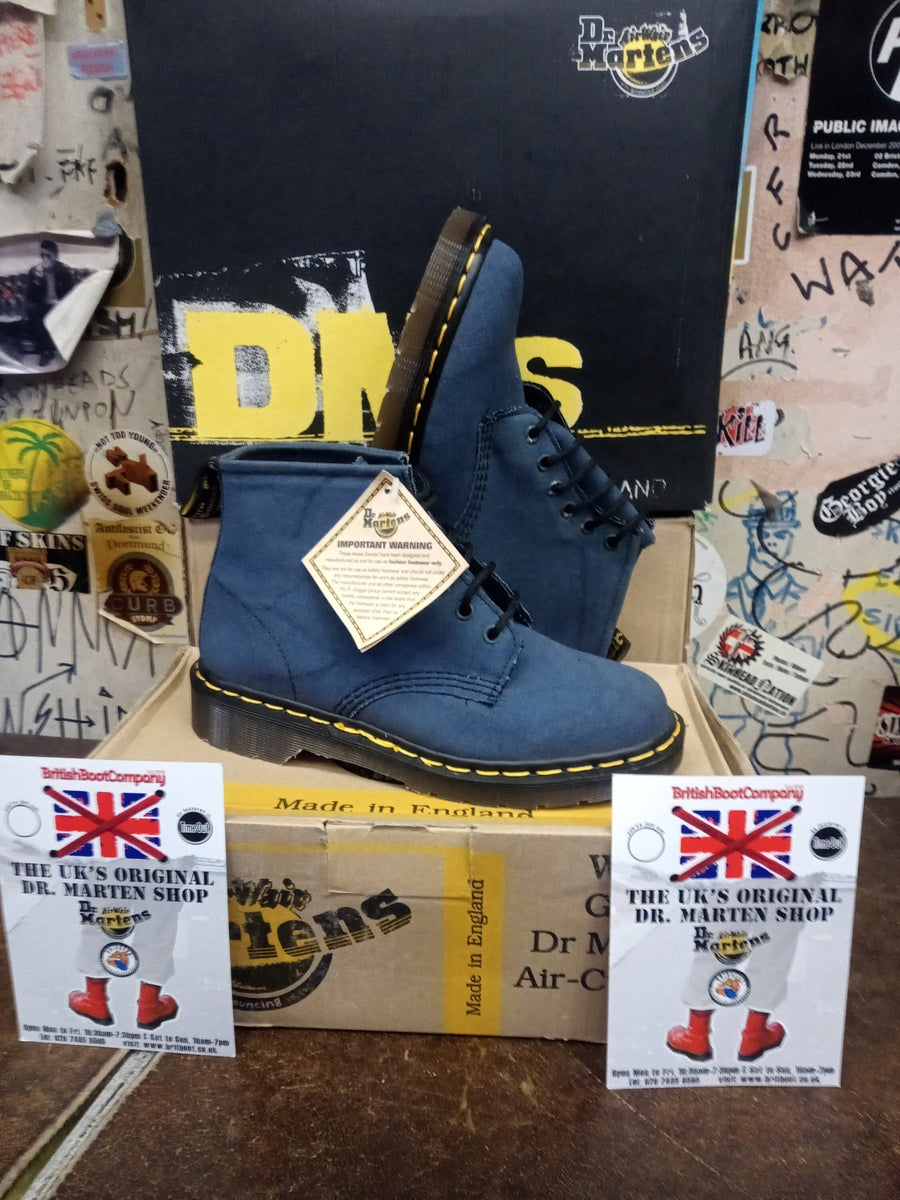 Dr Martens 101 Airforce Blue Canvas Boots Size UK5 Made in England Vintage 90 s 6 Hole