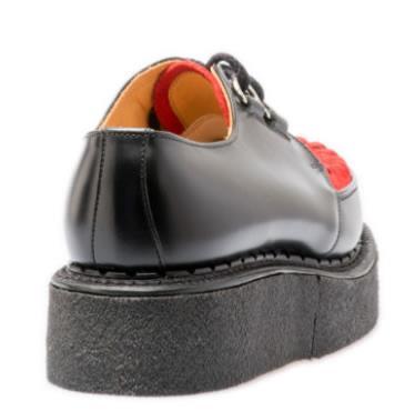 ROBOT - BLACK LEATHER RED SUEDE 4 D RING CREEPER (3588)