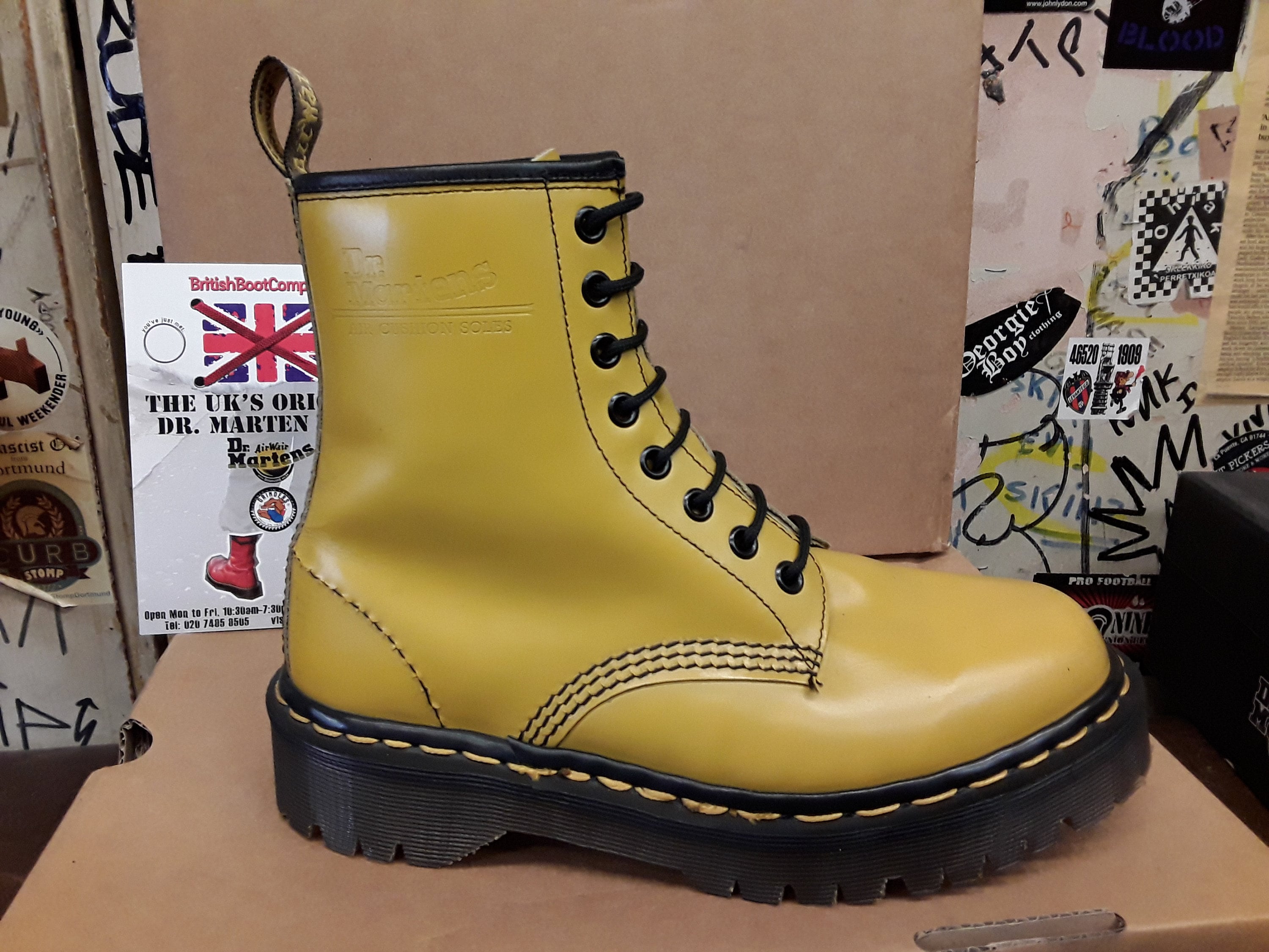 Dr Martens 1460Z Vintage Yellow Smooth platform Sole Made in England