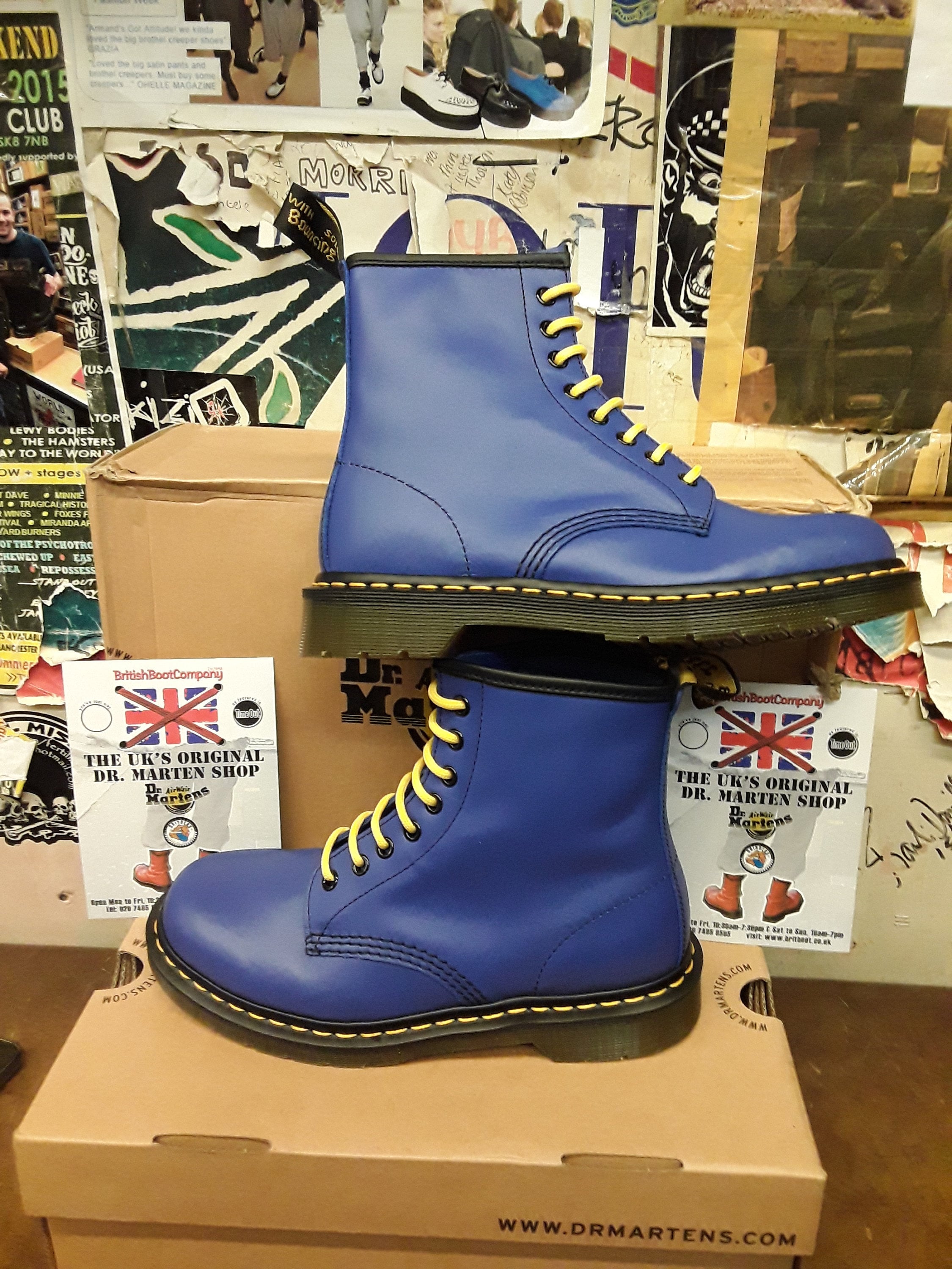 Dr Martens 1460 Wild Blue Softy, 8 Hole Ankle Boots, Womens Leather ...