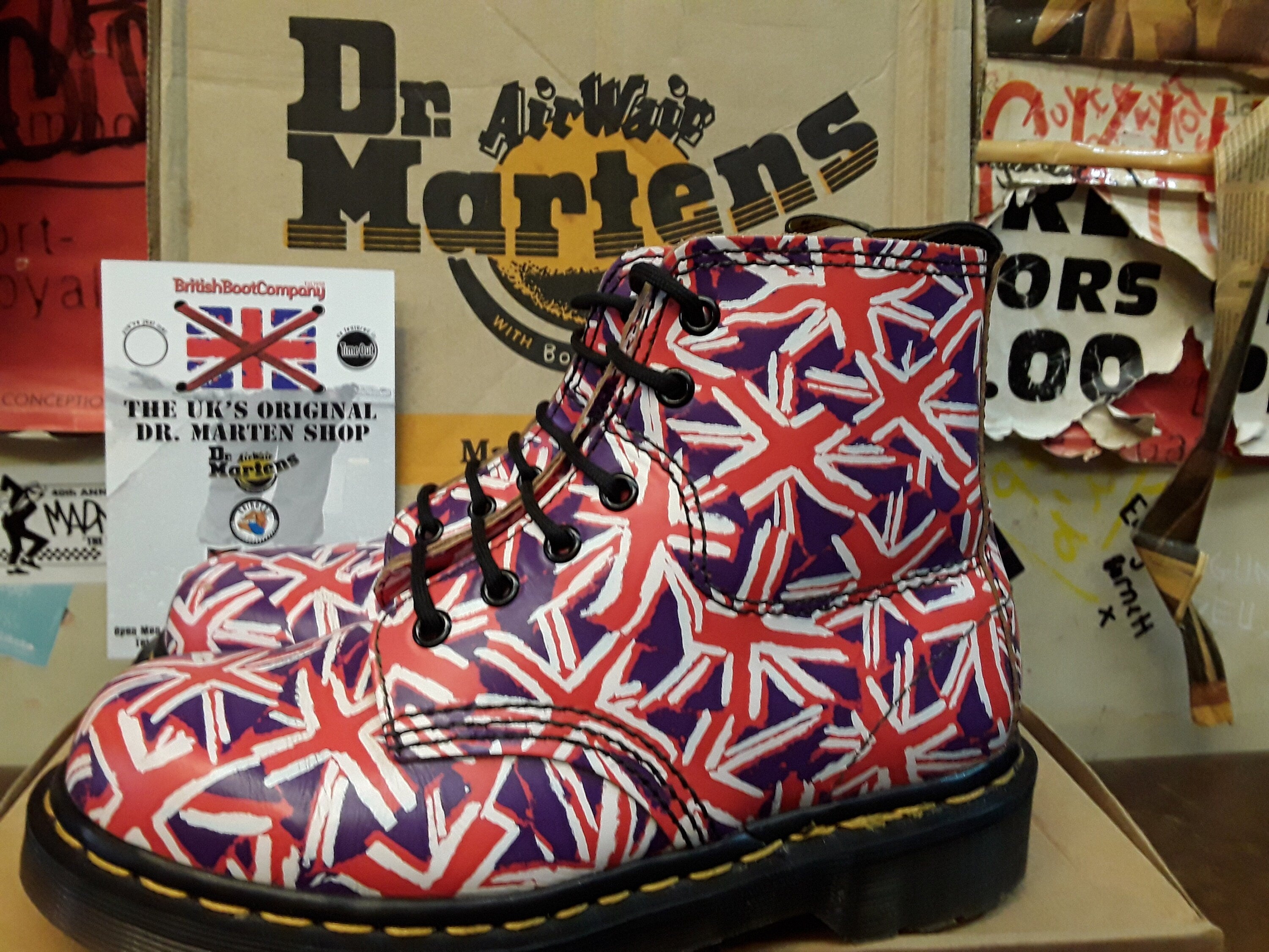 Dr Martens Vintage Union Jack flag design 6 hole boot, Made in England ...