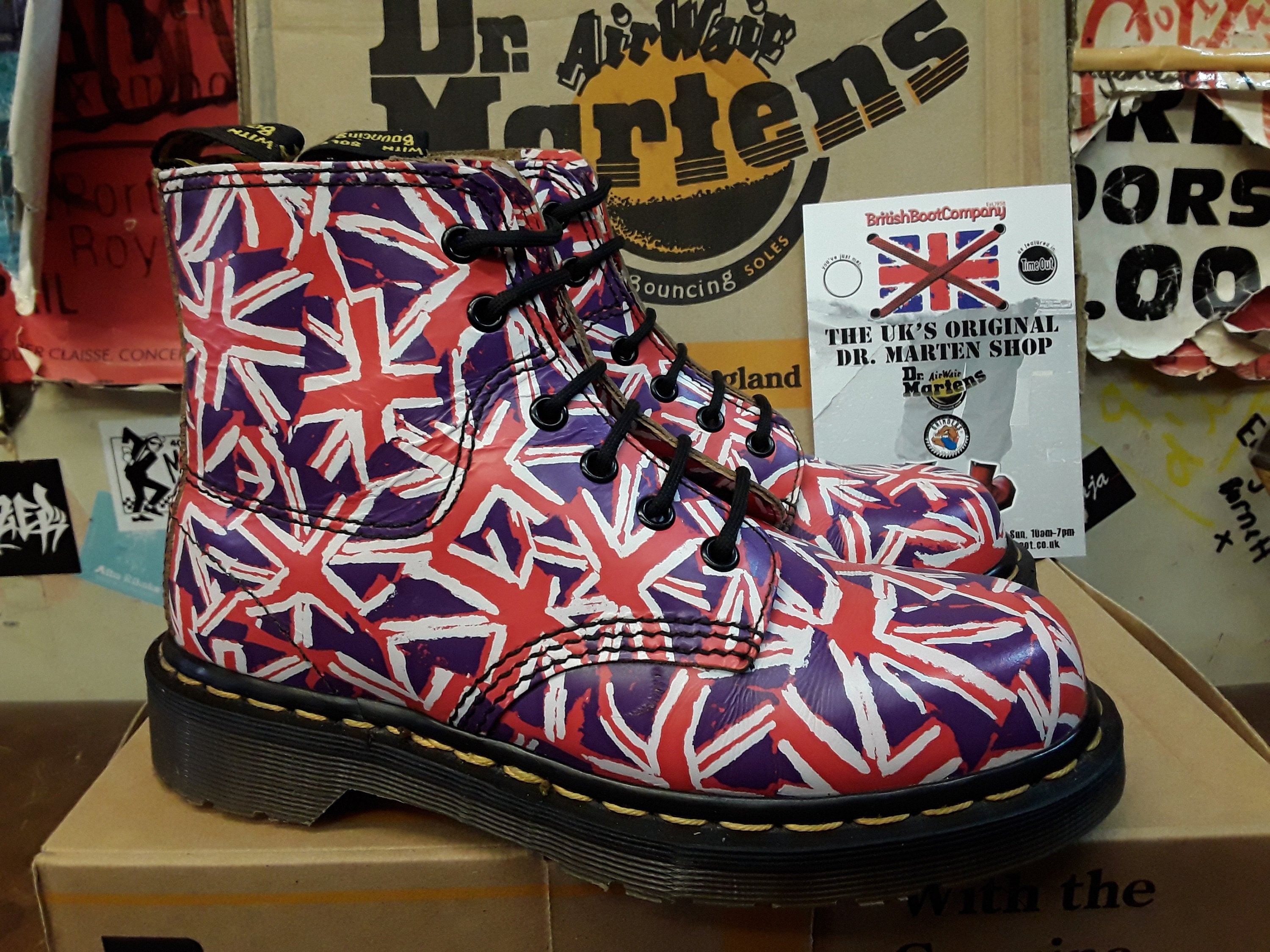 Dr Martens Vintage Union Jack flag design 6 hole boot, Made in England ...