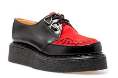 ROBOT - BLACK LEATHER RED SUEDE 4 D RING CREEPER (3588)